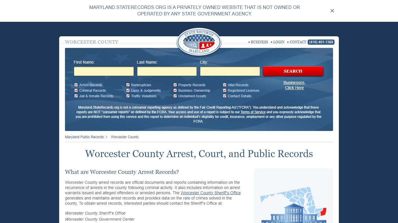 Worcester County Arrest, Court, and Public Records