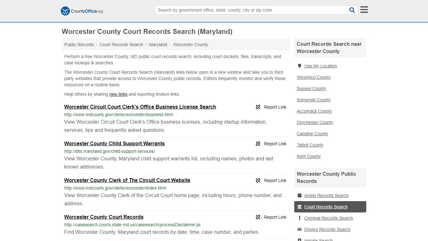 Worcester County Court Records Search (Maryland) - County Office
