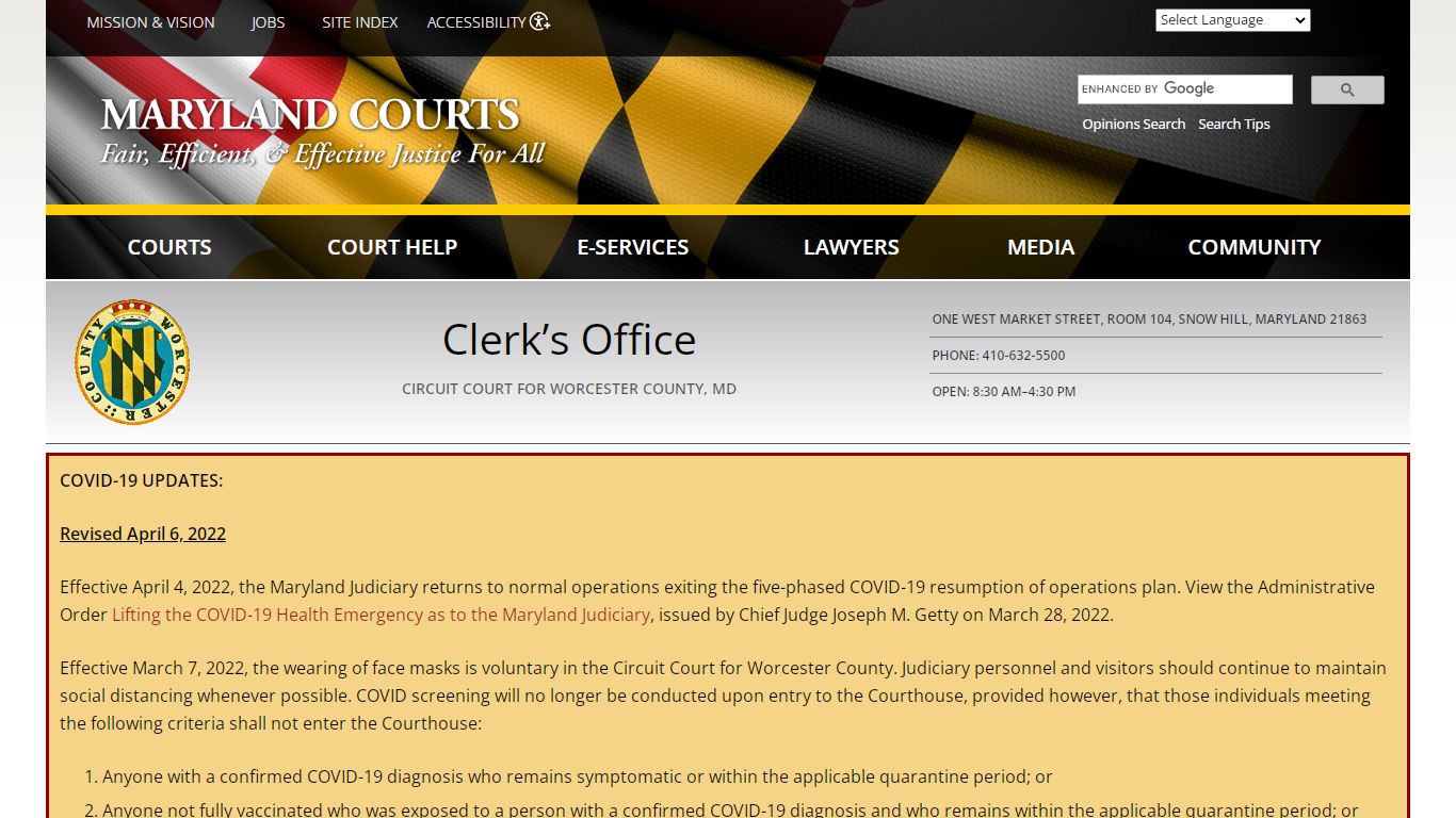 Circuit Court for Worcester County, MD - Clerk's Office